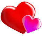 Red purple hearts of Love